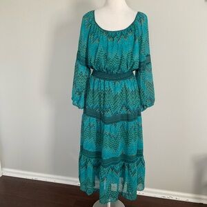 Anthropologie Fig & Flower Women’s Long Maxi Boho Tiered Sheer Lined Dress XL